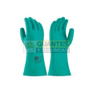 GUANTE NITRILO VERDE ECONOMICO LARGO 33 CM, GROSOR 15 MILLS