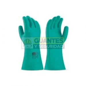 GUANTE NITRILO VERDE ECONOMICO LARGO 33 CM, GROSOR 15 MILLS