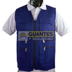 Chaleco en Drill Vulcano Cuello V 8 Bolsillos Color Azul Oscuro