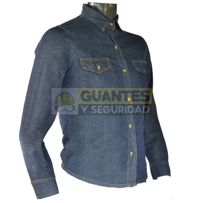Camisa Manga Larga en Jean Dama Doble Bolsillo con Tapa