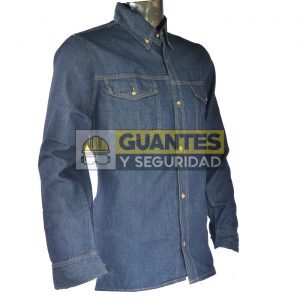 Camisa Manga Larga en Jean Hombre Doble Bolsillo con Tapa