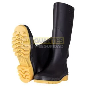 Bota PVC Llanera Plástica Alta Impermeable Unisex Color Negra Suela Amarilla