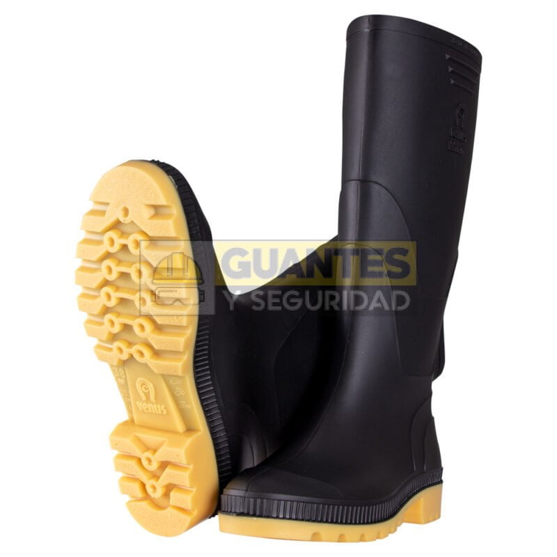 Bota PVC Llanera Plástica Alta Impermeable Unisex Color Negra